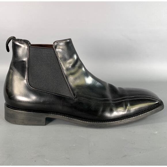 PRADA Size 9.5 Black Shimmery Leather Chelsea Boots main image 7